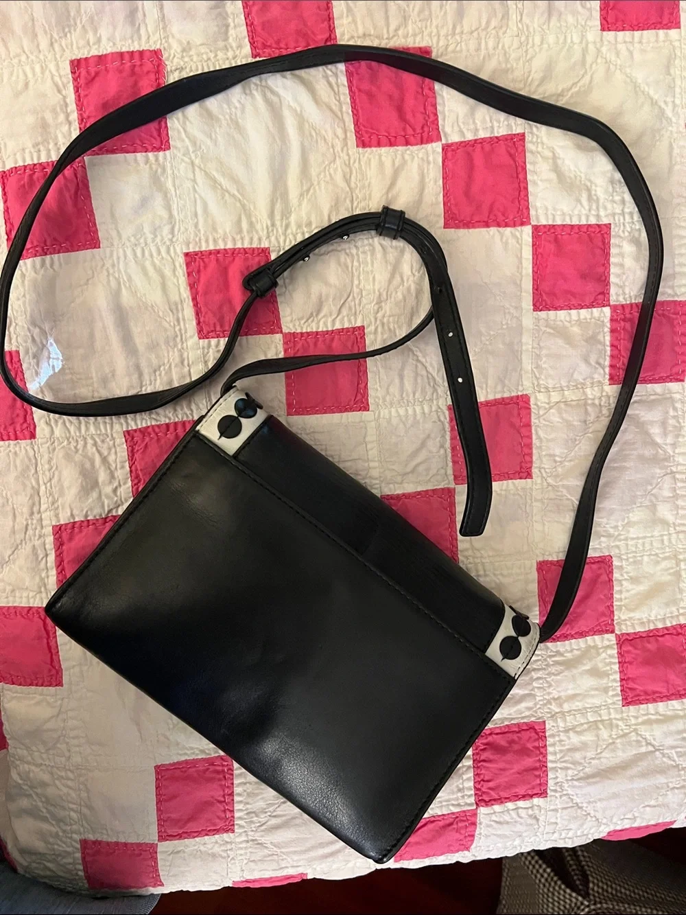 Michael Kors Black and White Leather beautiful Trim Crossbody